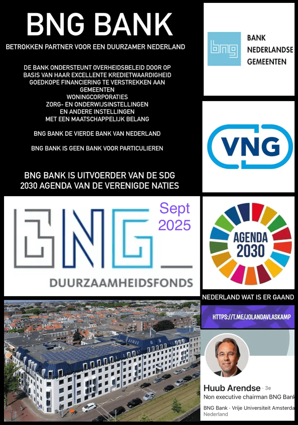 BNG Bank is in eigendom van Nederlandse overheden en financiert projecten in de publieke sector.