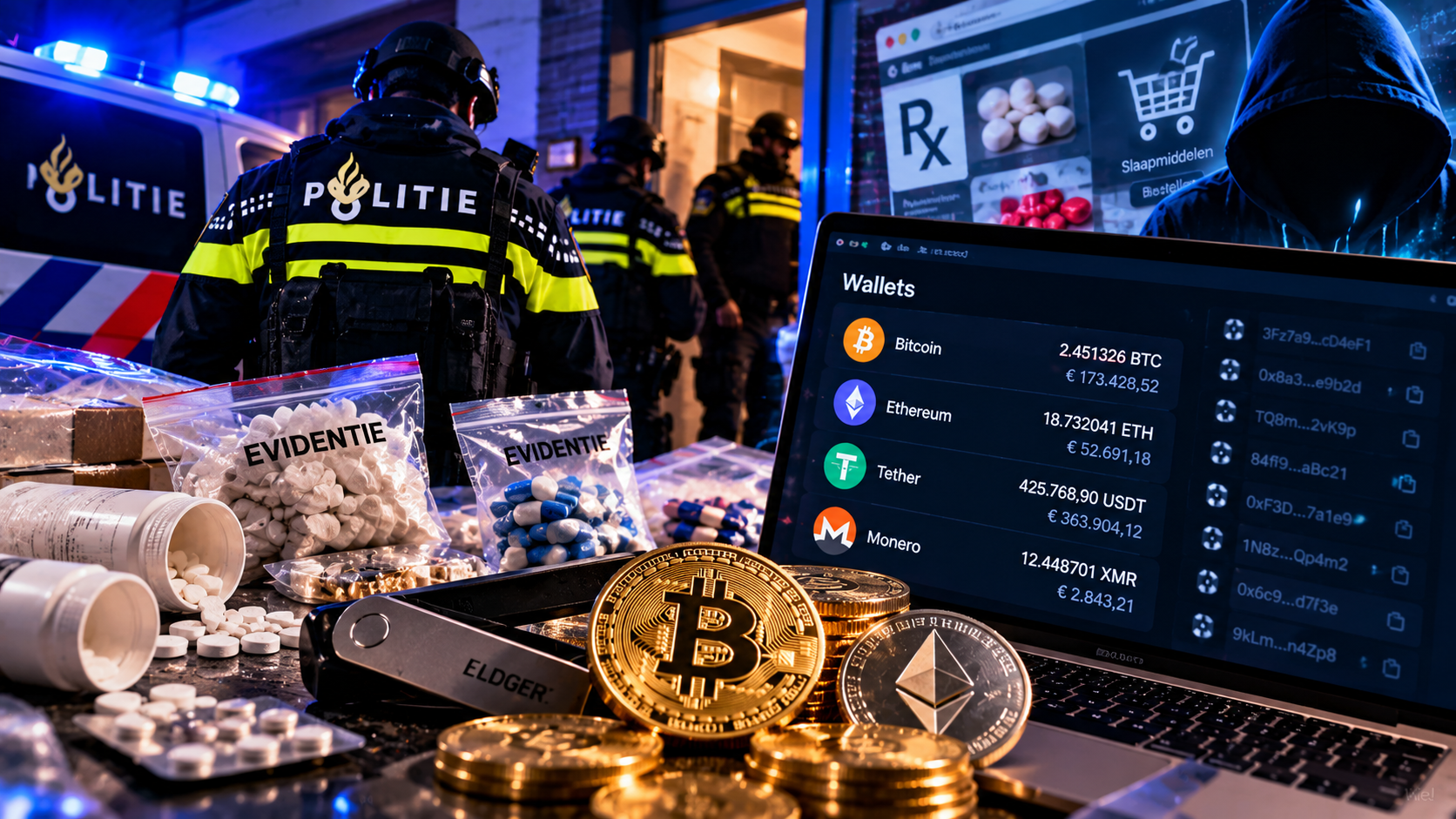Nederlandse politie vindt cryptowallets in zaak rond dodelijke neppillen